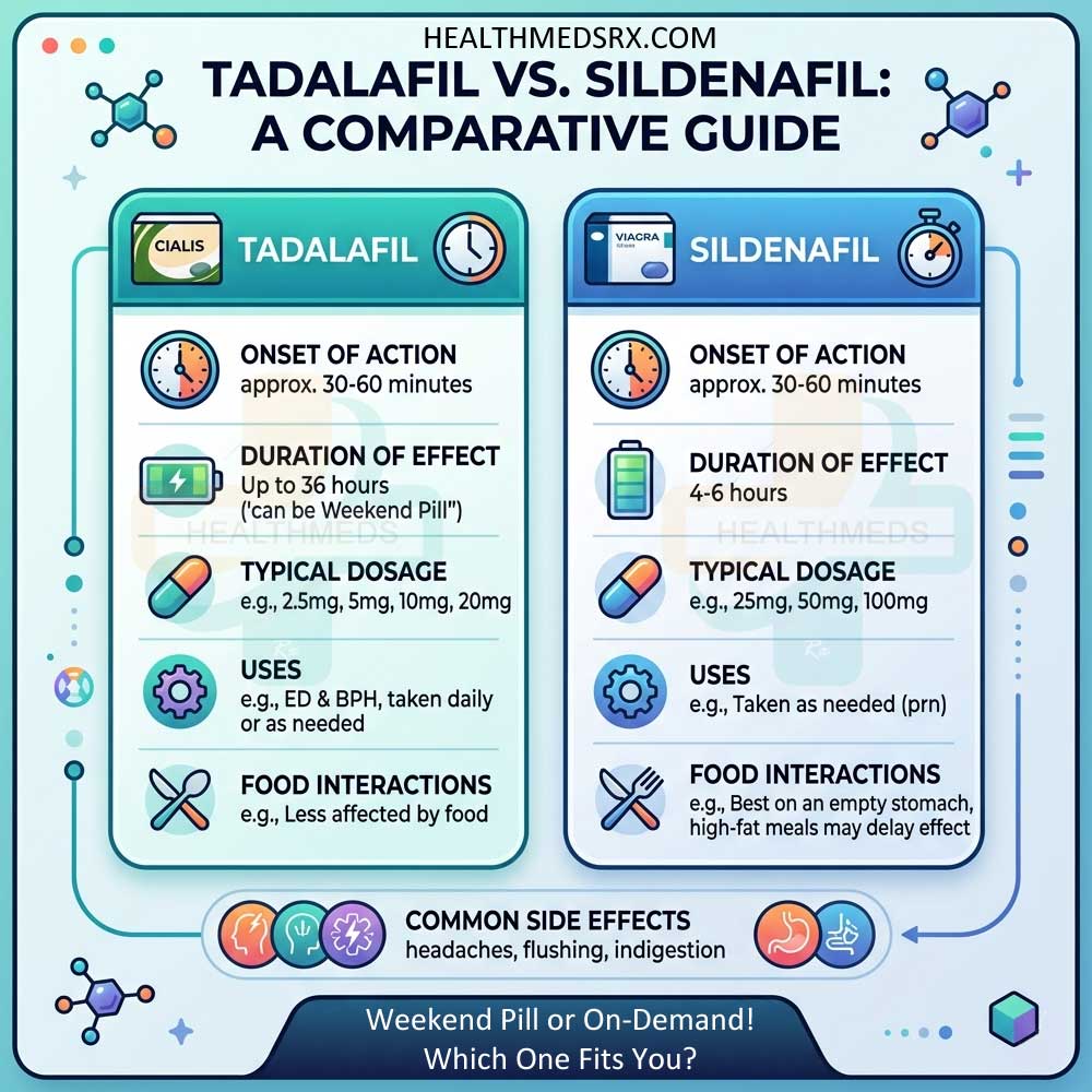 Tadalafil vs Sildenafil: Weekend Pill or On-Demand? Which One Fits You - HealthMedsrx.com